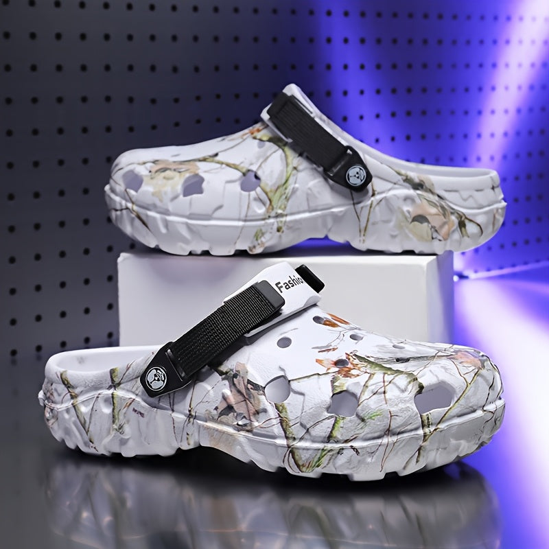 Unisex Camouflage Print EVA Clogs Breathable Summer Sandals with Adjustable Strap