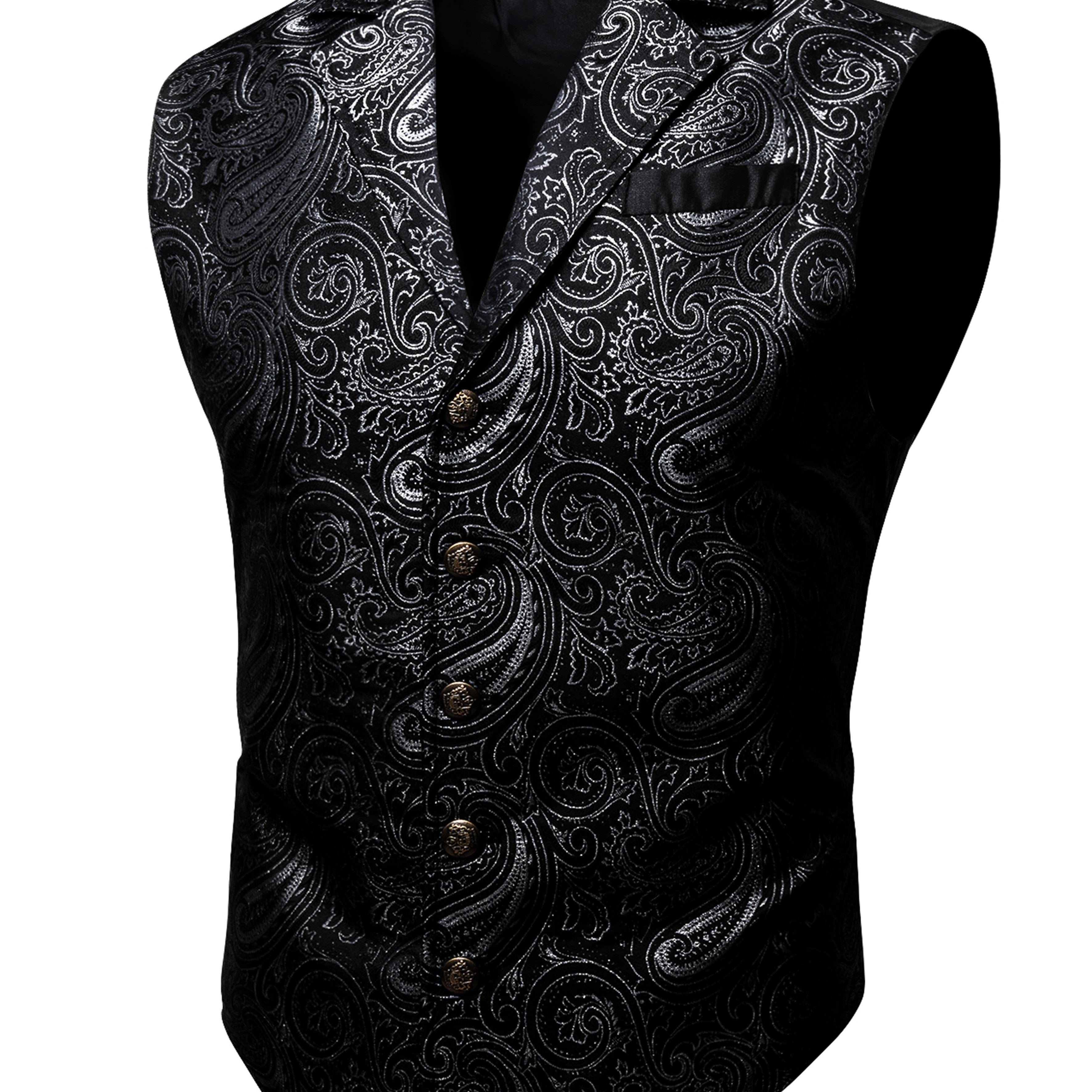 Large Green Satin Jacquard Floral Vest for Victorian Steampunk Gothic Events