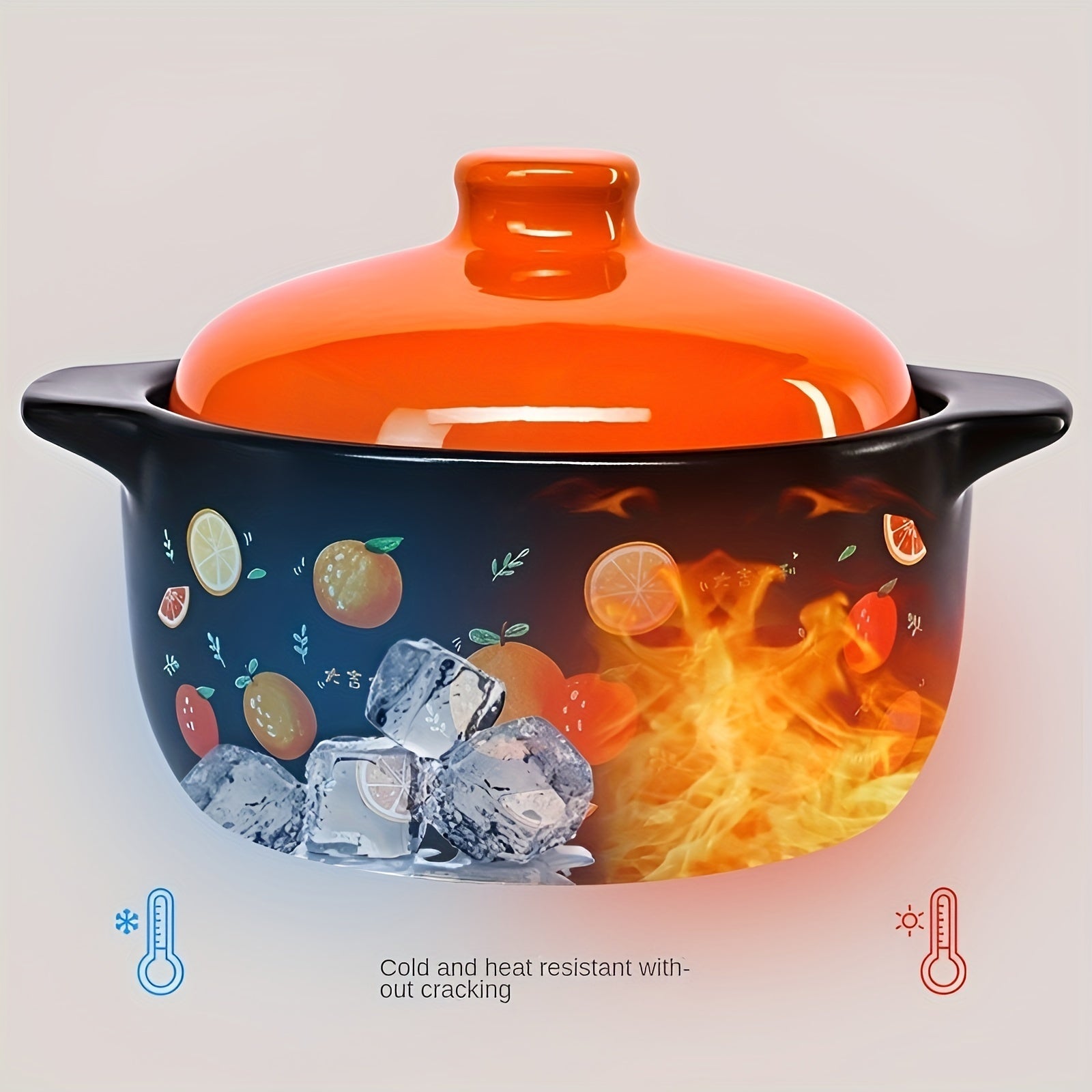 Gran cazuela de cerámica ovalada para sopas y guisos, para cocinas de gas e inducción