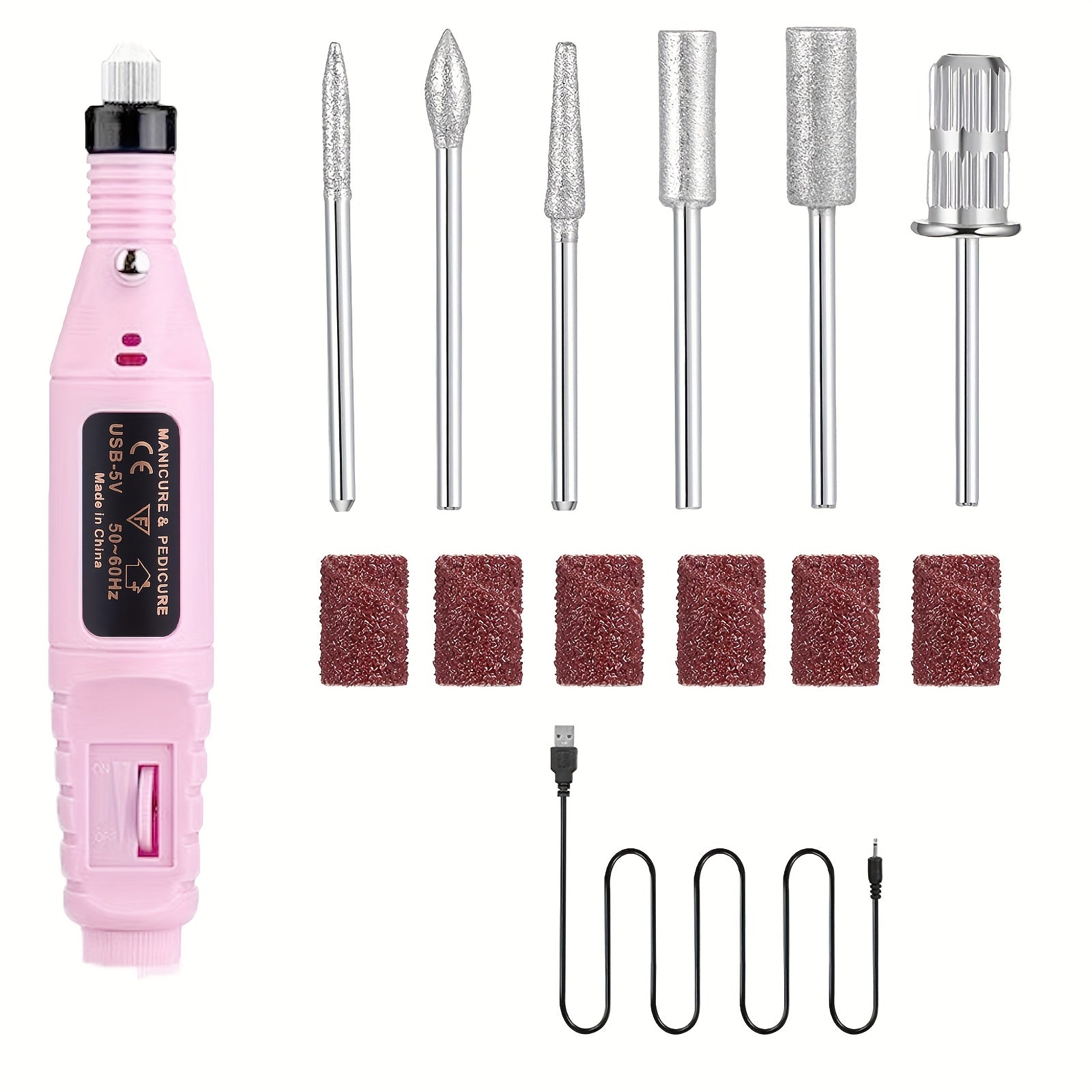 Портативный электрический набор для ногтей с регулируемой скоростью и множеством насадок