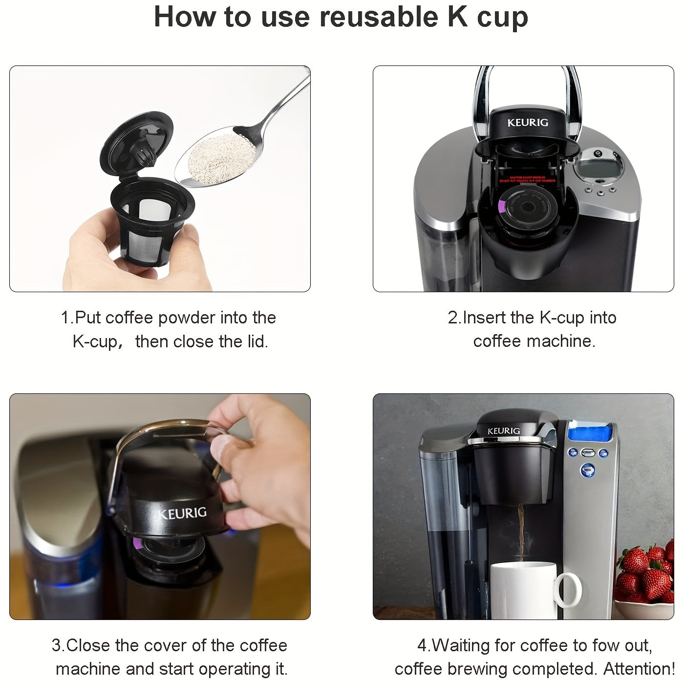 Keurig 2.0/1.0 va Mini Plus uchun qayta ishlatiladigan Qahva K Kup Filtrlari to'plami