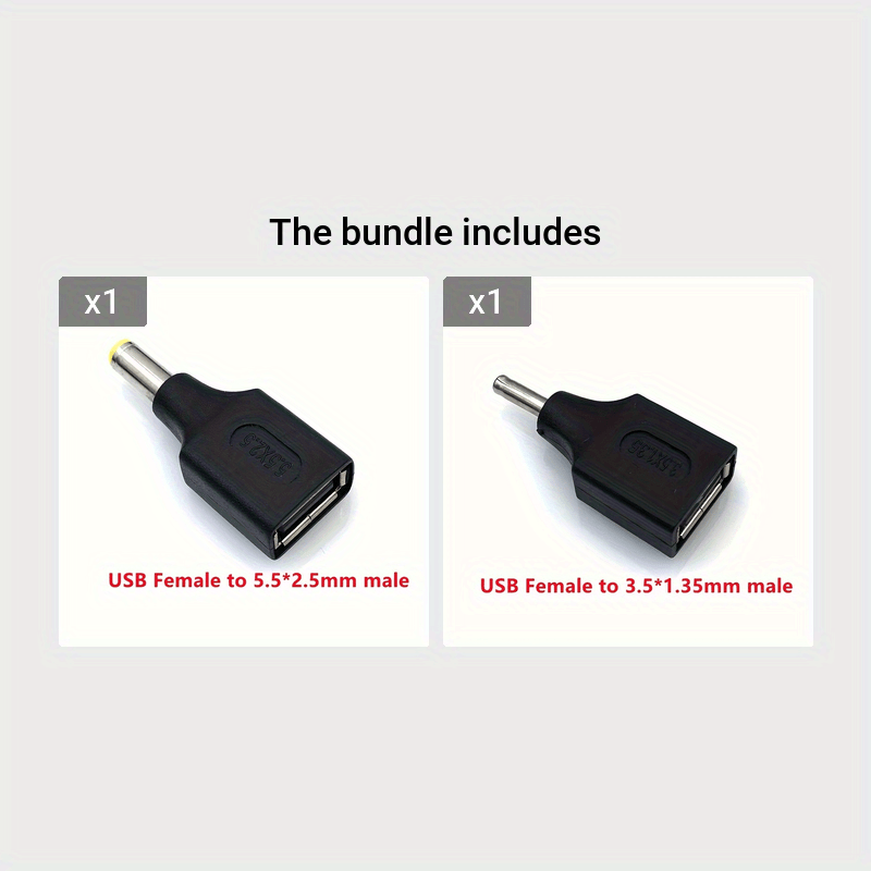 Convertidor de USB a corriente continua para cargar dispositivos, compatibilidad de 5.5x2.5mm a 3.5x1.35mm