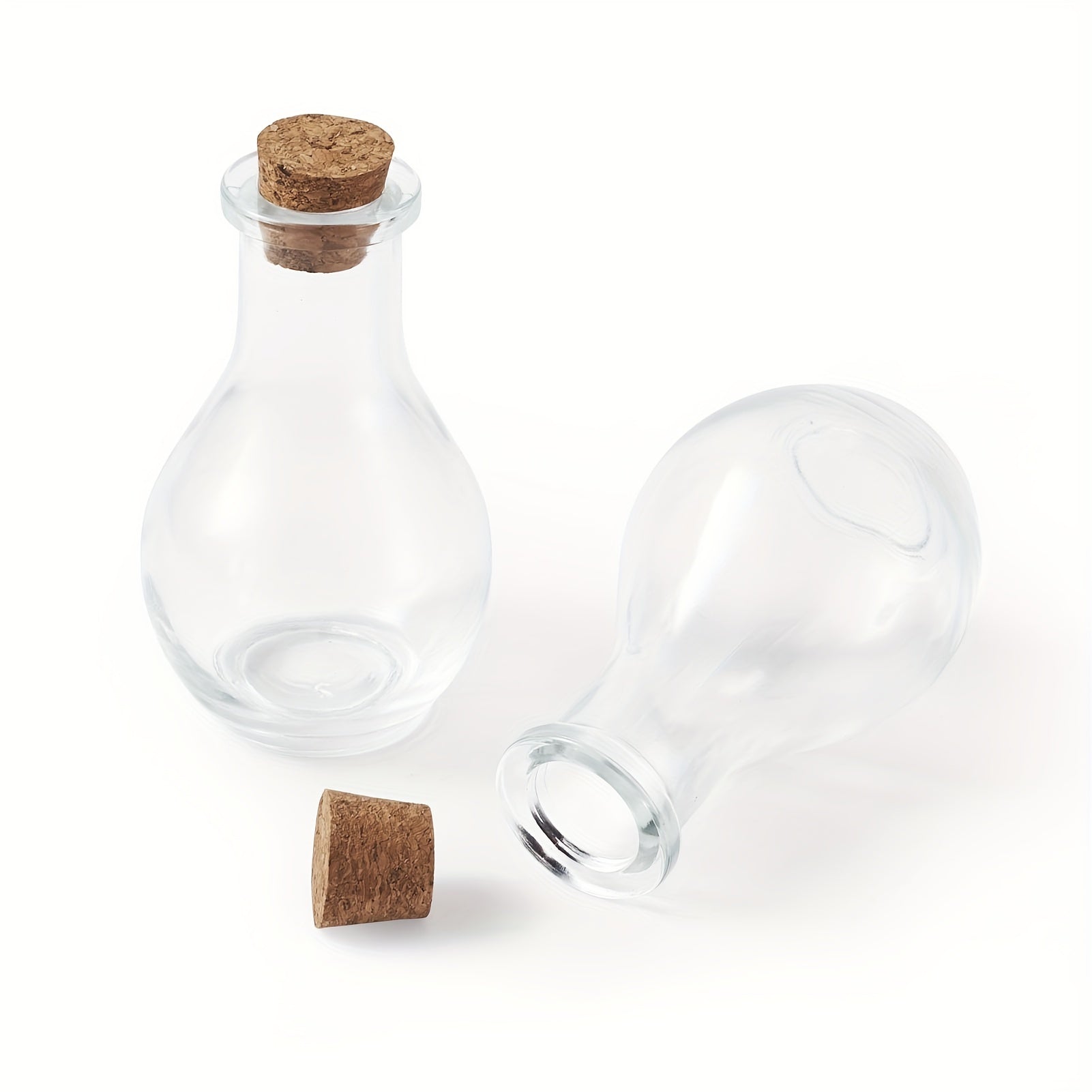 Set of 2 Clear Glass Jars with Cork Lids for Bead and Craft Storage