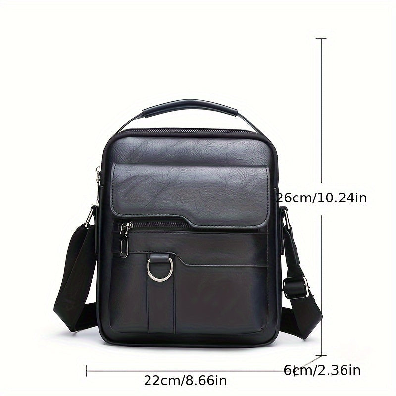Men's Casual Large Capacity Waterproof PU Shoulder Bag Crossbody for Daily Use