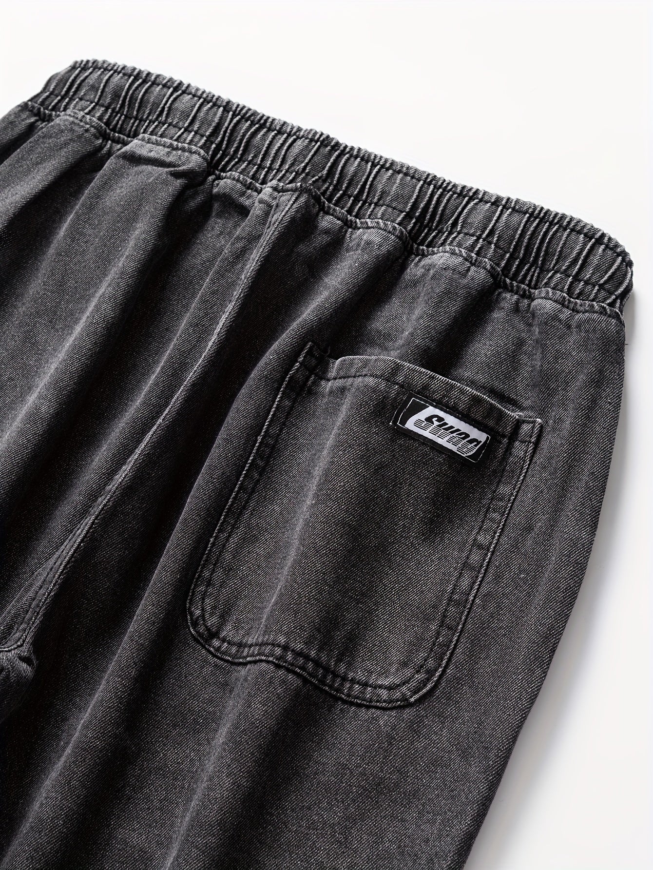 Мужские джинсовые джоггеры укороченные синий свободный крой с шнурком на поясе уличный повседневный стиль