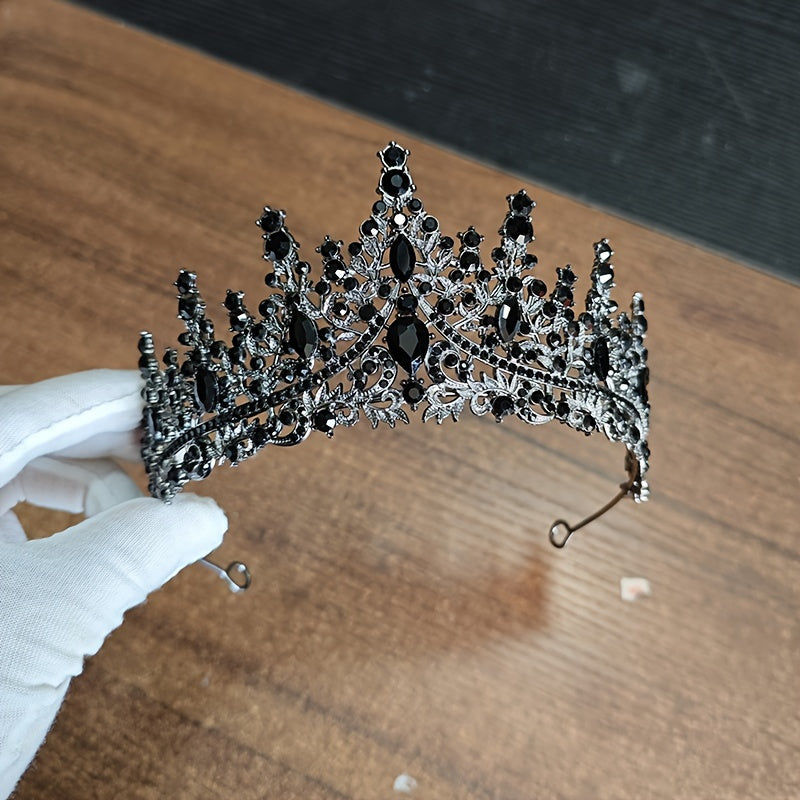 Diadema nupcial con cristales, corona oversized para bodas y eventos