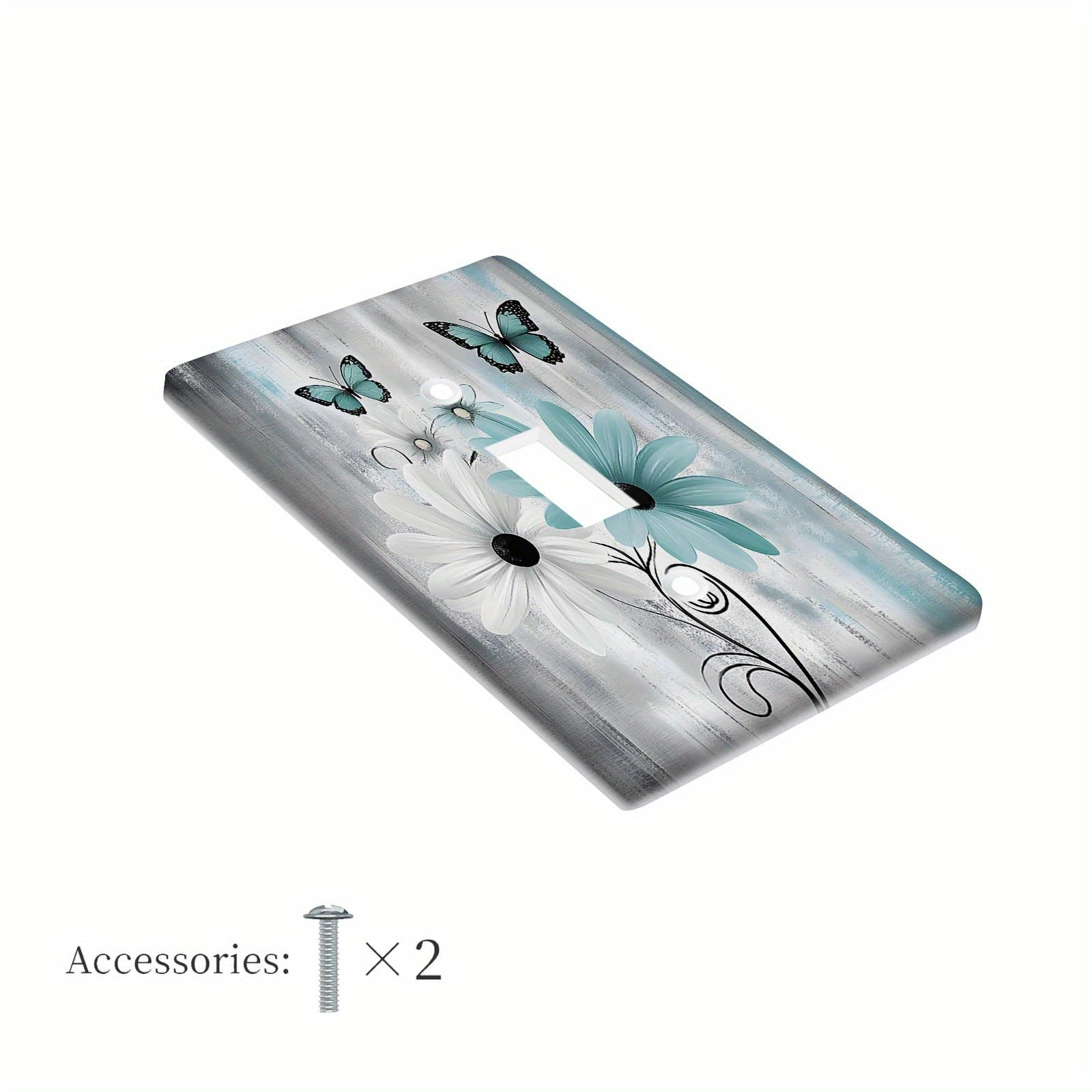 Teal Daisy and Butterfly Light Switch Cover Farmhouse Style Easy to Install 1 or 2 Gang
