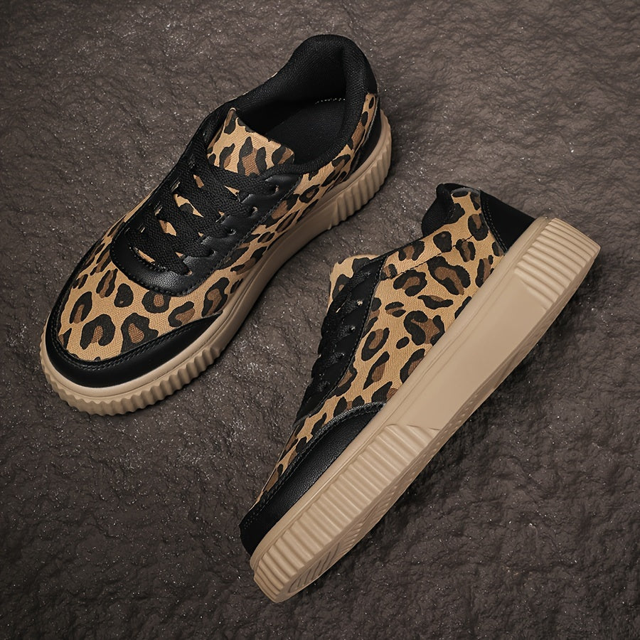 Women's Leopard Print Sneakers Lightweight Athletic Platform Shoes