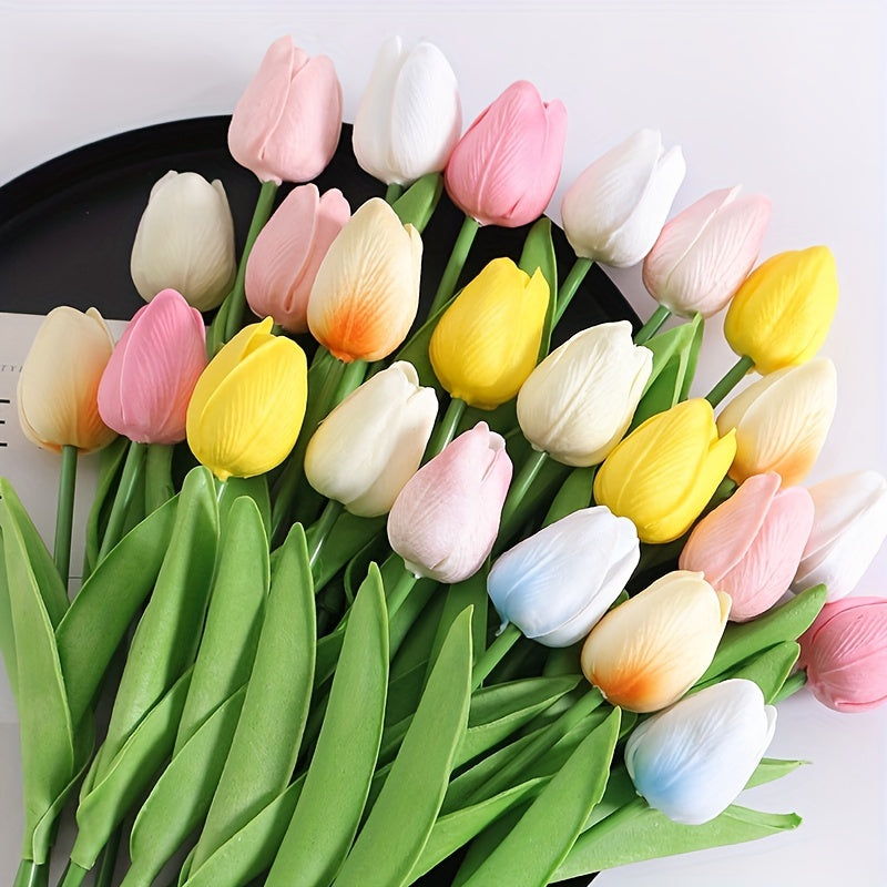 Artificial Tulip Flowers Set of 10 for DIY Bouquets Home Decor Indoor Outdoor Display