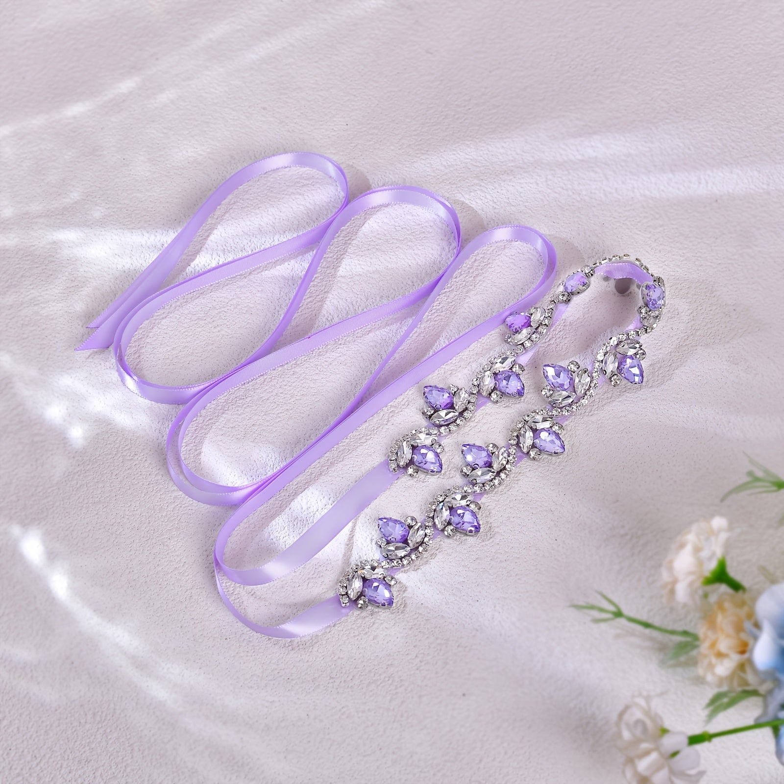 Cinturón de cintura con pedrería morada para vestidos de novia, fajín nupcial, accesorio exquisito