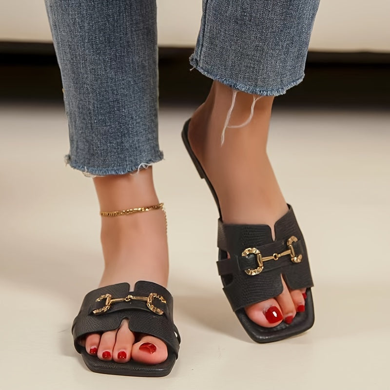 Women's Flat Slides Fashion Solid Color Open Toe Casual Summer Shoes