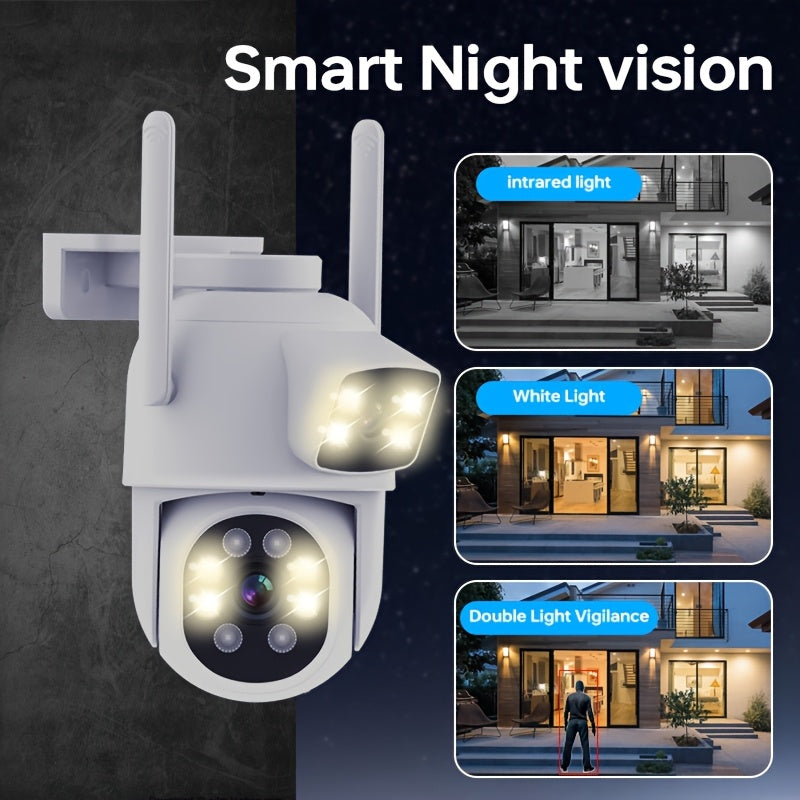 Dual Lens Outdoor Security Cameras 360° Pan Tilt Motion Detection Night Vision Waterproof