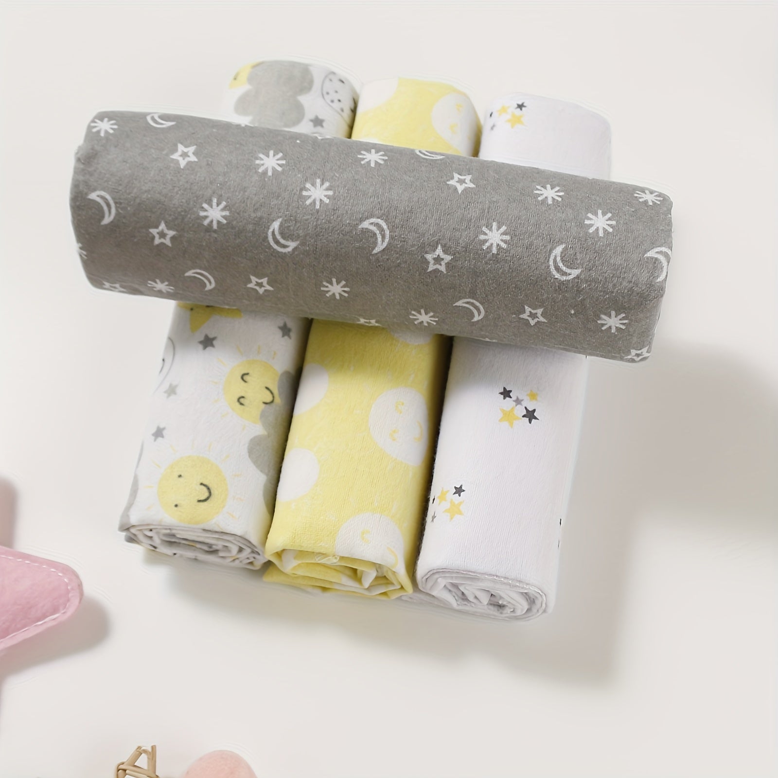 Juego de 4 mantas de algodón con estampados de dibujos animados, estrellas y coches para el hogar y viajes