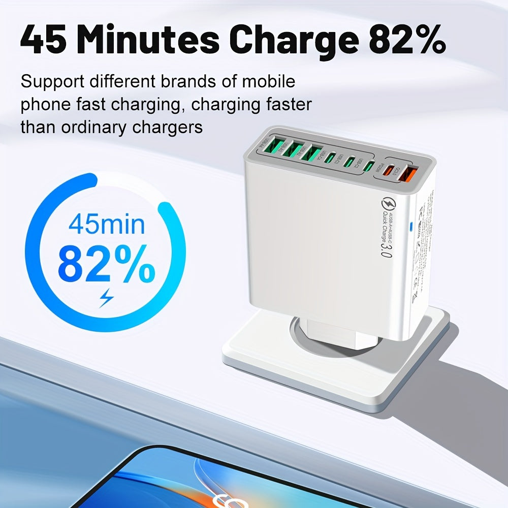 45W Multiport USB C Wall Charger Fast Charging for iPhone Samsung QC 3.0