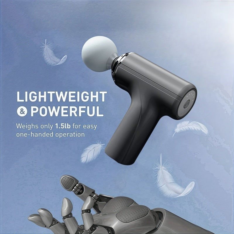 Portativ zaryadlanadigan tanani yog' massaj qilish moslamasi, o'zgaruvchan boshlar bilan, erkaklar va ayollar uchun ultra-ovozsiz fascia quroli. To'liq tana massaji va dam olish uchun ideal. Qo'l bilan ishlatiladigan perkusiv massaj quroli.