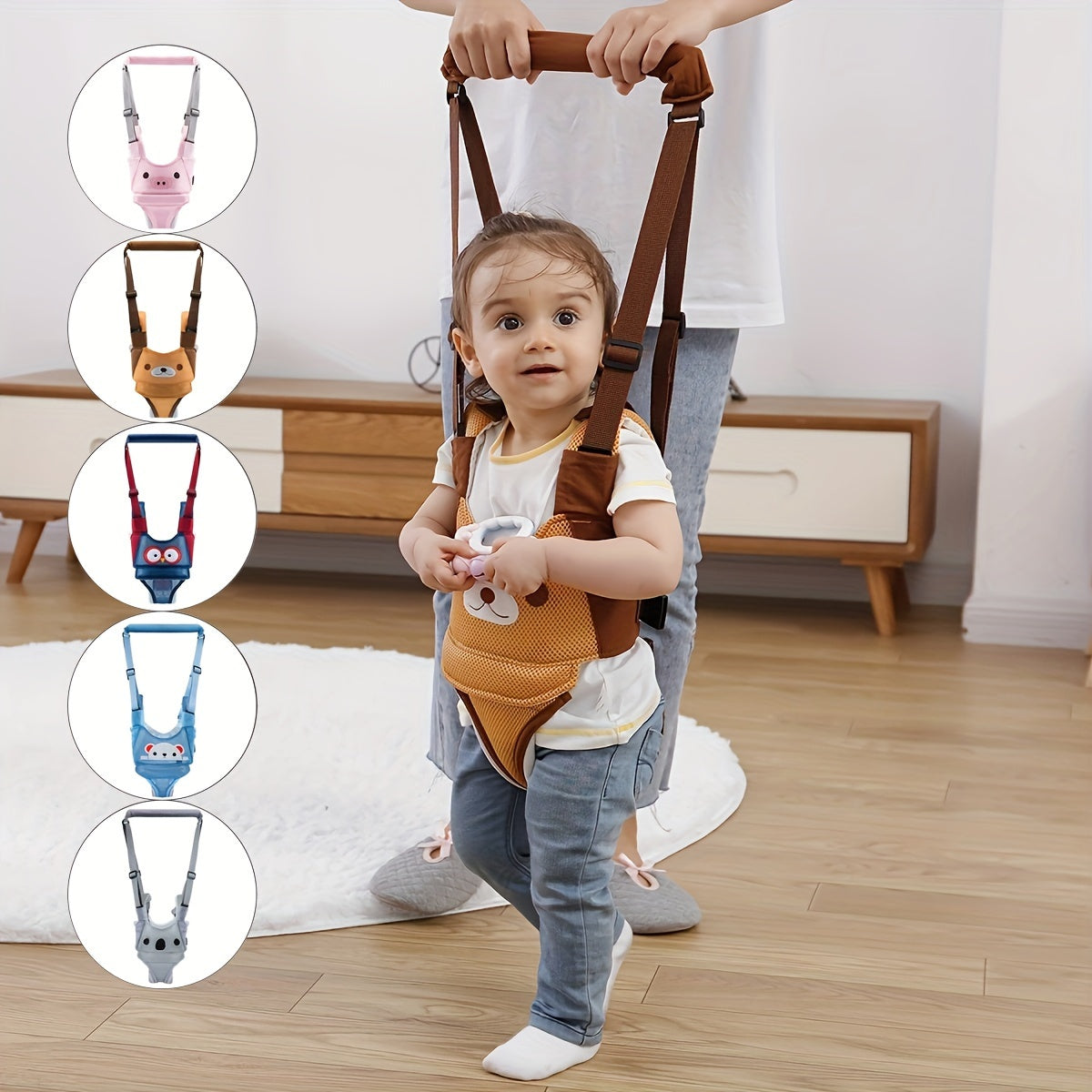 Adjustable Toddler Walking Harness with Anti-Fall Mesh for Ages 0-3 Safe and Cute Pig Design