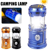 Portable Solar LED Camping Lantern with Retractable Hanging Handle