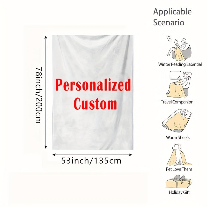 Одеяло из фланели на заказ с вашим собственным фото и текстом - реверсивный микрофибровый плед для всех сезонов, легко чистится, персонализированная цифровая печать для Рождества, Хэллоуина, дней рождения и свадеб - включает 1 одеяло