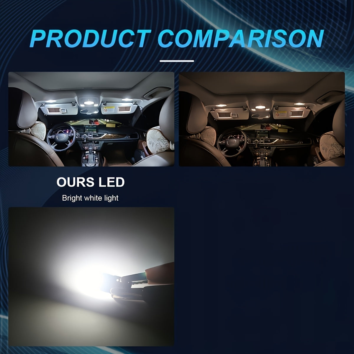 Набор из 2 светодиодных ламп T10 12V для автомобилей, внутреннего освещения и чтения