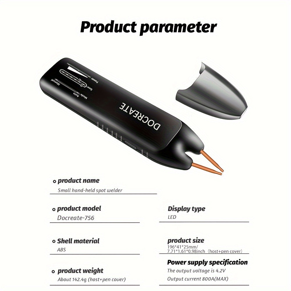 Portable Rechargeable Spot Welder with 11 Adjustable Levels for Batteries and Metal Sheets