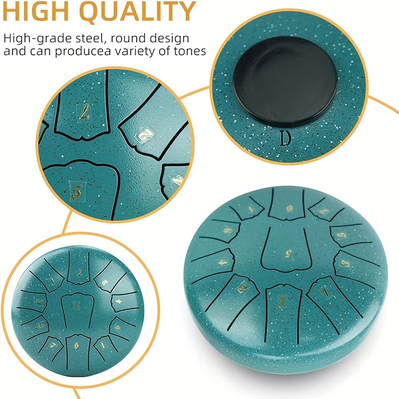 Steel Tongue Tambourine 6-Inch 11-Note D Key Portable Musical Instrument for Beginners