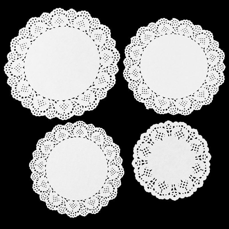 Set of 100 Round Lace Paper Doilies Oil Absorbent Placemats for Cake and Dessert Decoration