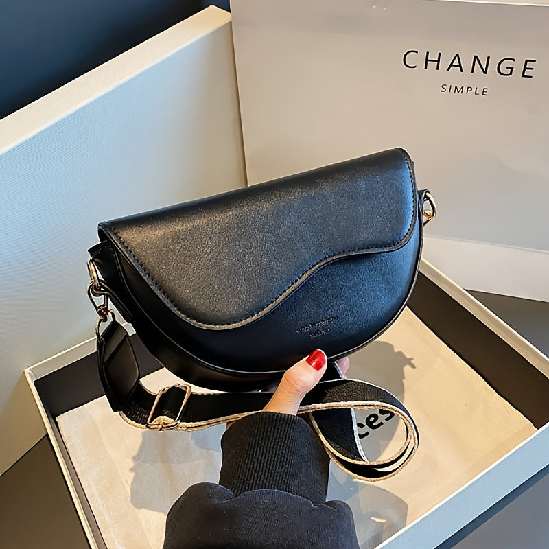 2024 Vintage Saddle Bag ayollar uchun ko‘p funksiyali sumka, belbog‘li, yelka sumkasi, burilish yopilishi va qirralar bo‘yash bilan, qora, khaki, yengil jigarrang