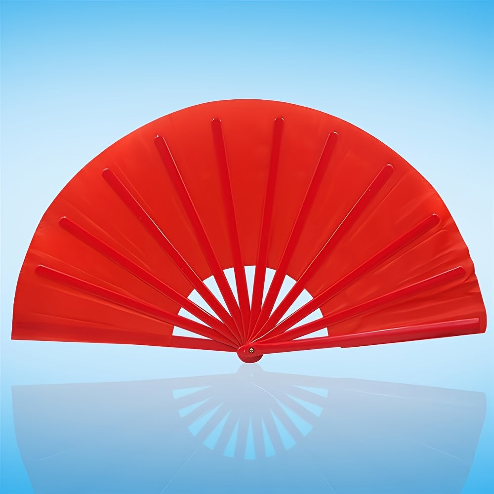 XL Folding Nylon Fan for Chinese Kung Fu Tai Chi Practice Performance Decoration Dance Holiday Party Red Black