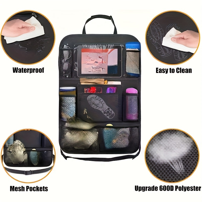 Multi Pocket Car Seat Back Organizer Waterproof Oxford with Tablet Holder