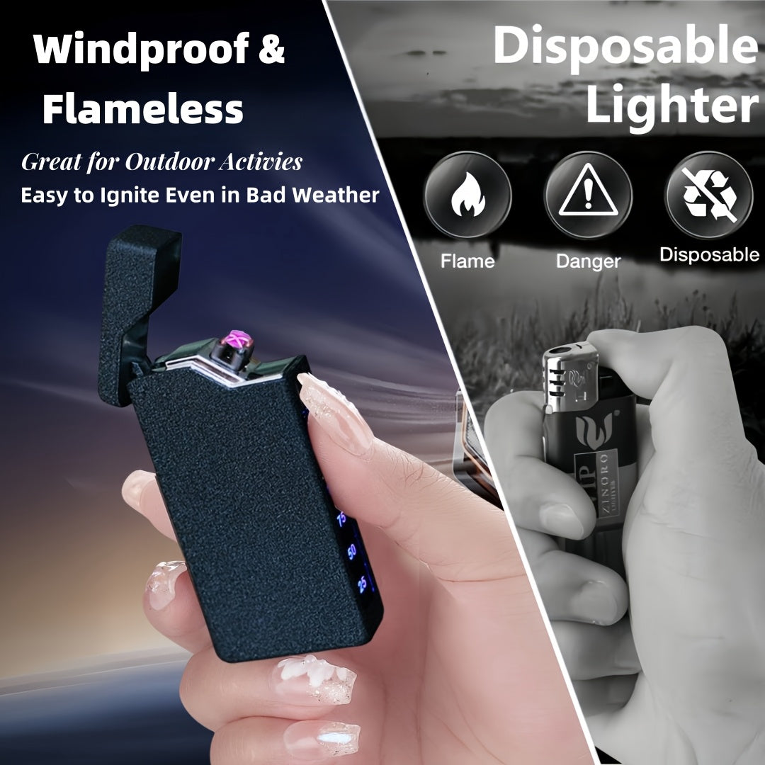 Men's Windproof Electric Lighter Rechargeable USB C Candle Camping