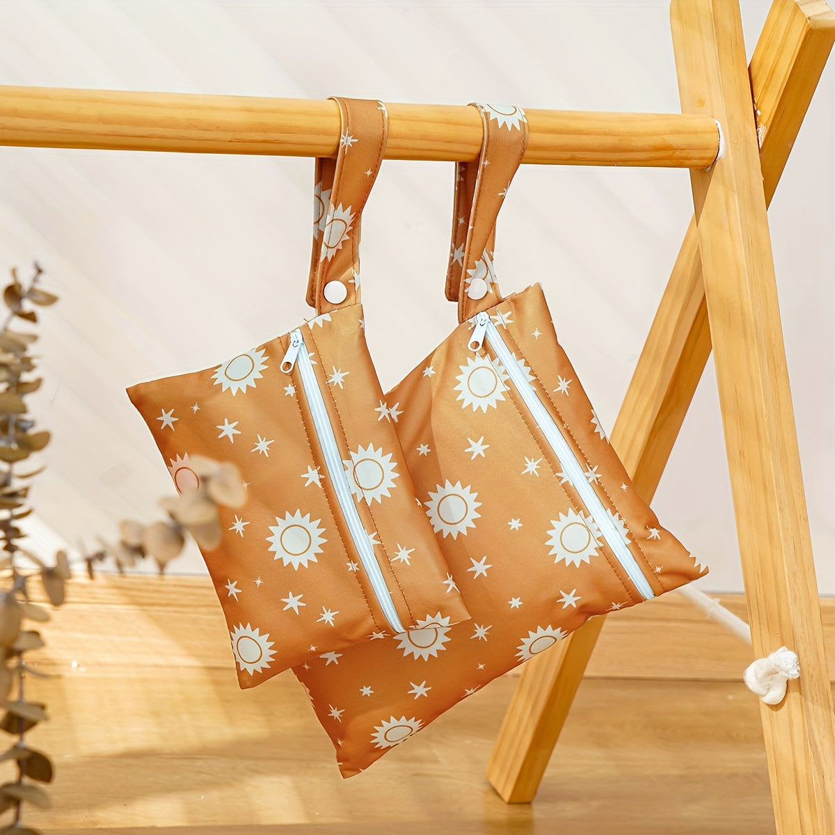 Set of Recycled Cloth Waterproof Wet Dry Diaper Bags with Zipper and Handle