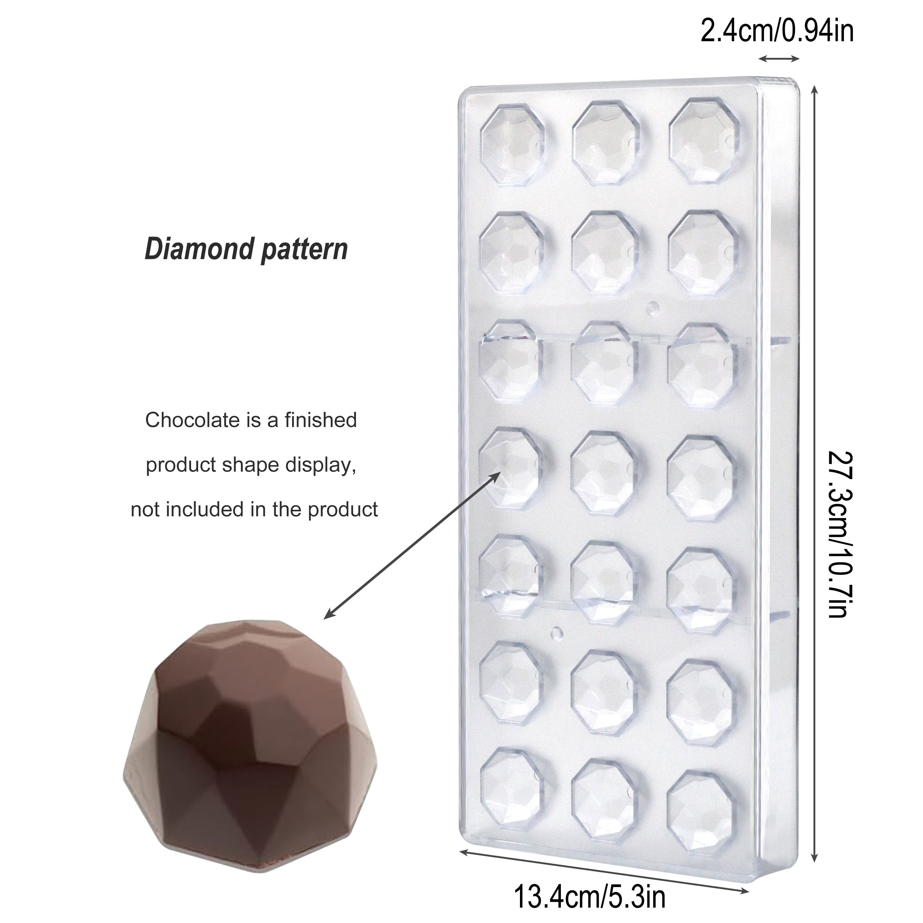 Plastic Chocolate Molds Set BPA-Free Heart Egg Bar Diamond for Mousse Jelly Candy