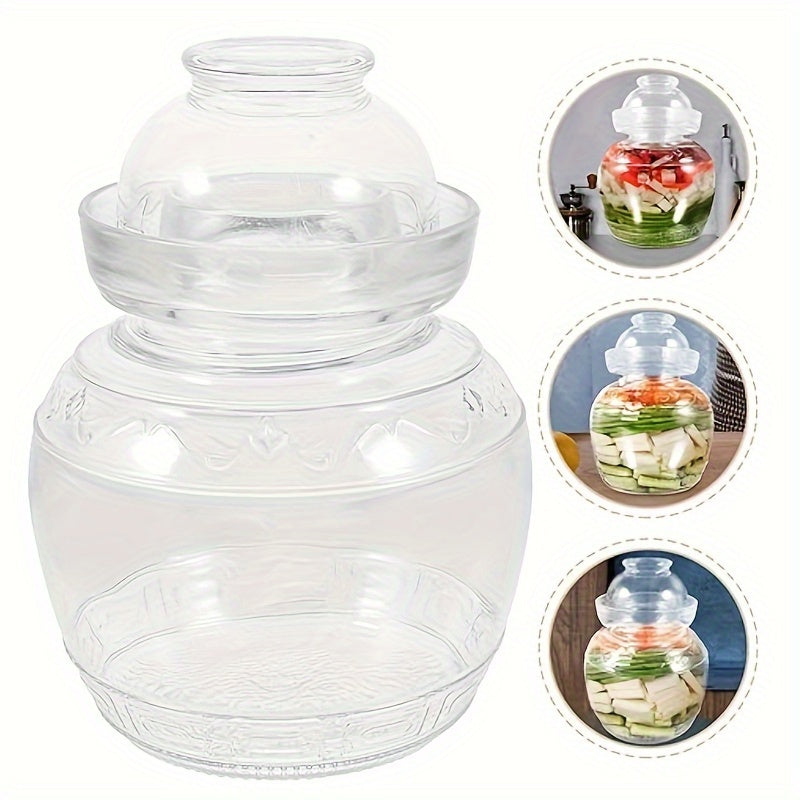 Glass Fermentation Jar with Wide Mouth and Sealable Lid for Sauerkraut and Kimchi