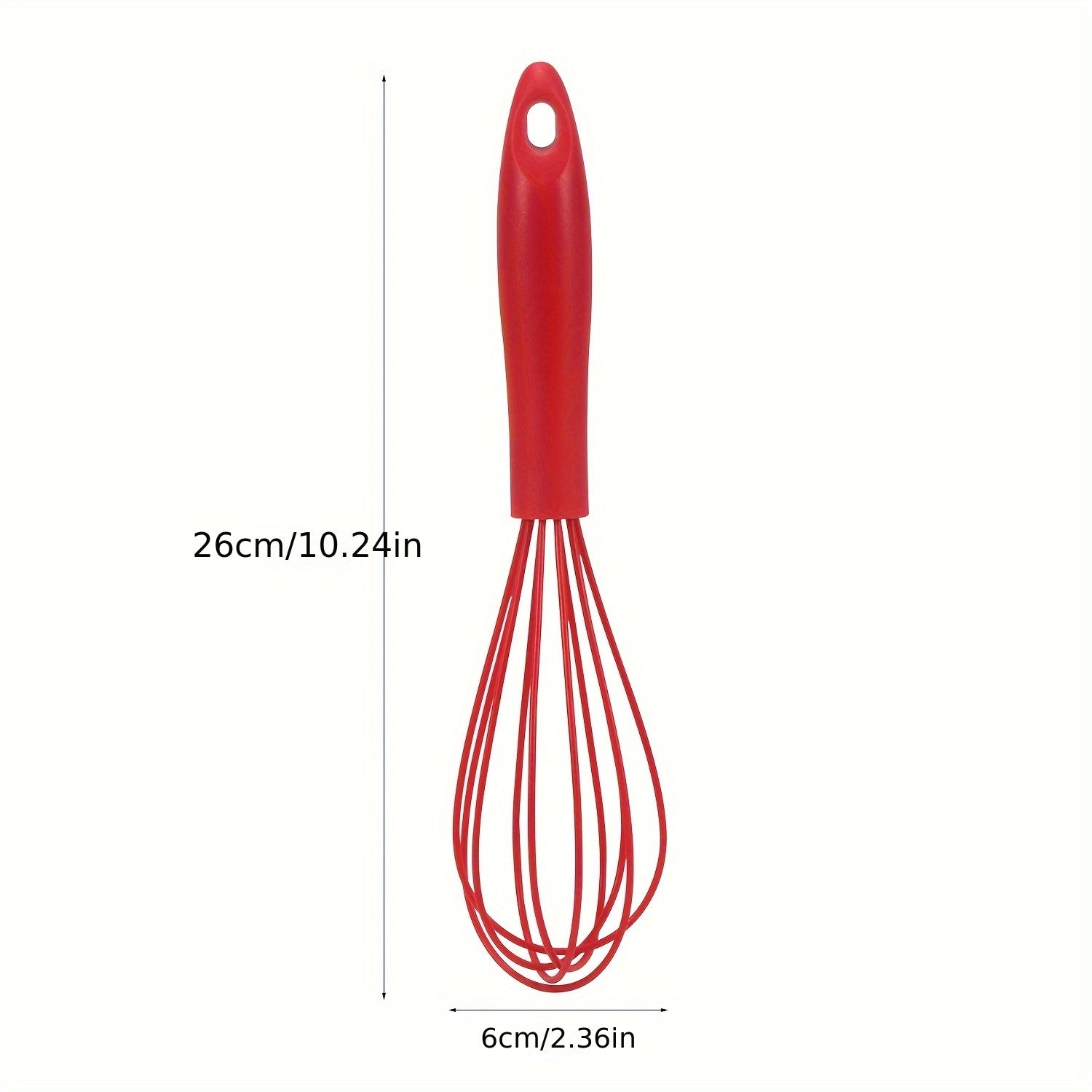 Batidor de huevos manual de silicona roja para hornear y cocinar