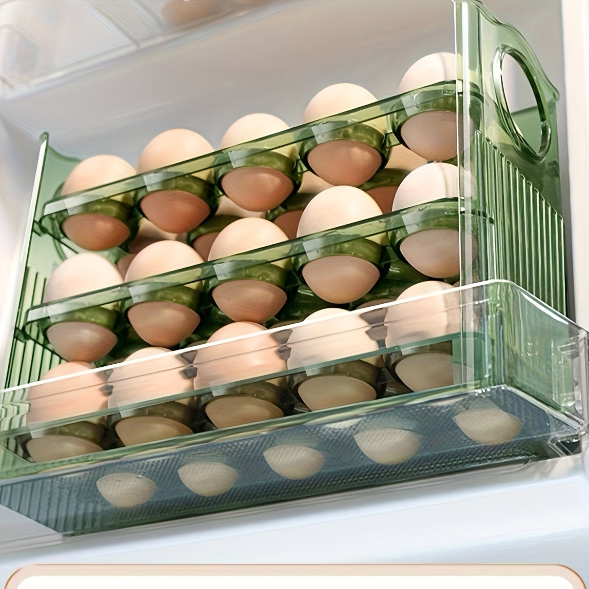 Estante para huevos de tres capas que sostiene 30 huevos, para refrigerador, uso en cocina