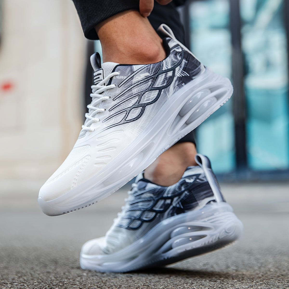 Men's Gradient Color Running Shoes with Shock Absorption Lightweight Breathable Casual Sneakers