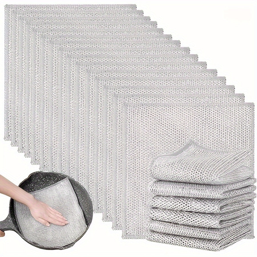 Комплект из 6/10/12 чистящих тряпок из стальной проволоки, без царапин, 20 см, безопасны для посудомоечной машины