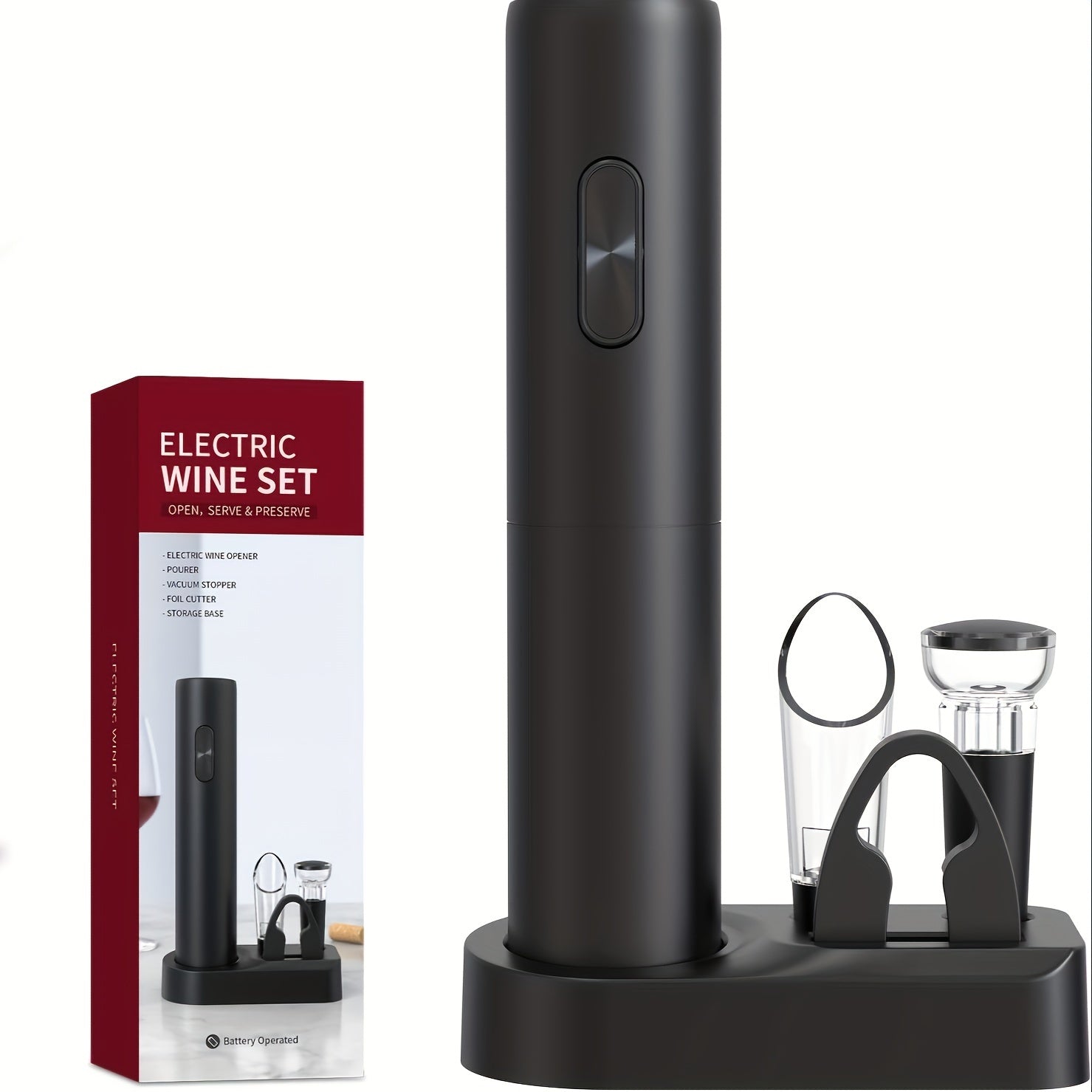 Electric wine opener set with foil cutter for parties and wine enthusiasts perfect gift
