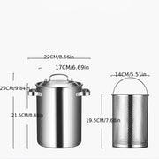 Olla de vapor y cocedor de pasta de acero inoxidable 4.3L con cesta perforada