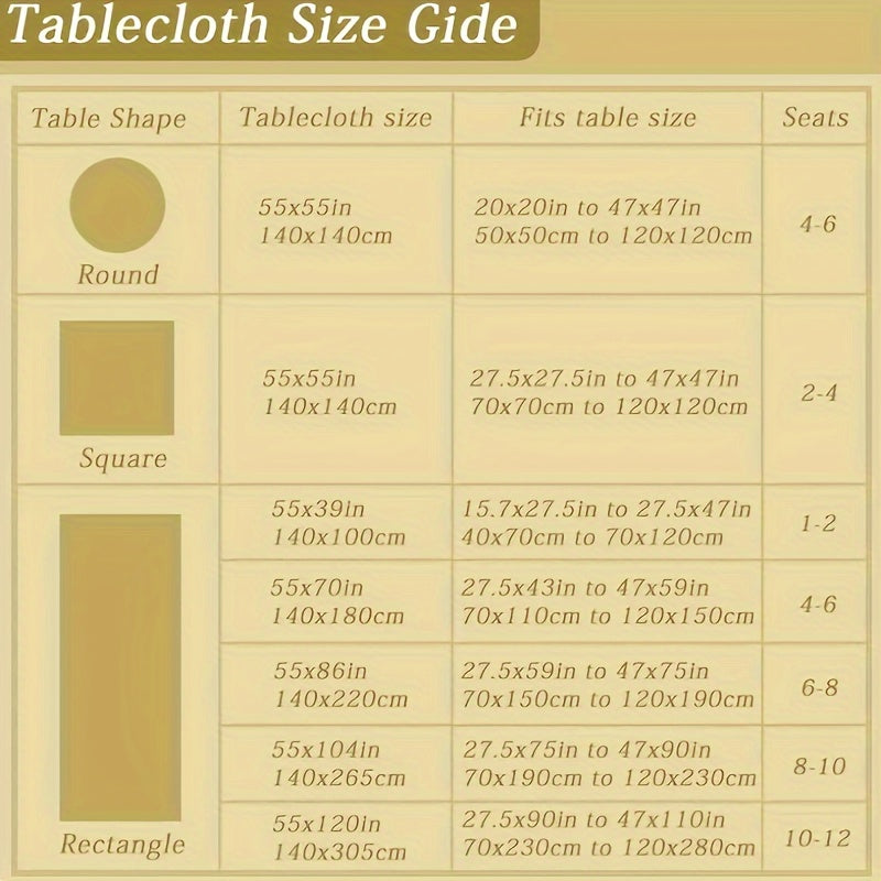 Beige Polyester Rectangular Waterproof Oil-Proof Tablecloth for Picnic and Dining