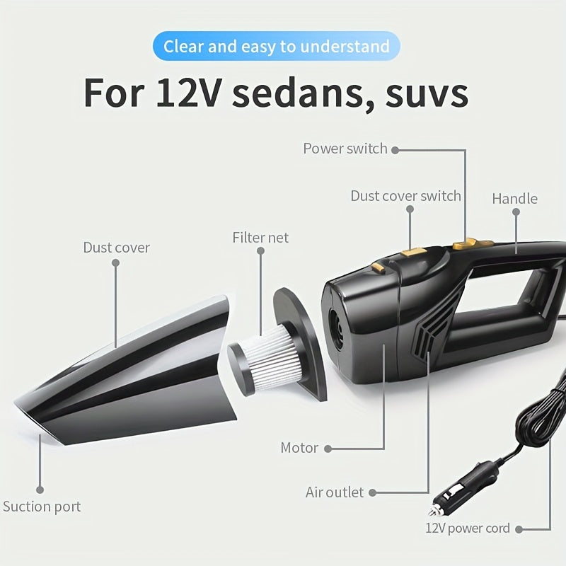 Portable Car Vacuum Cleaner with High Suction for Vehicles