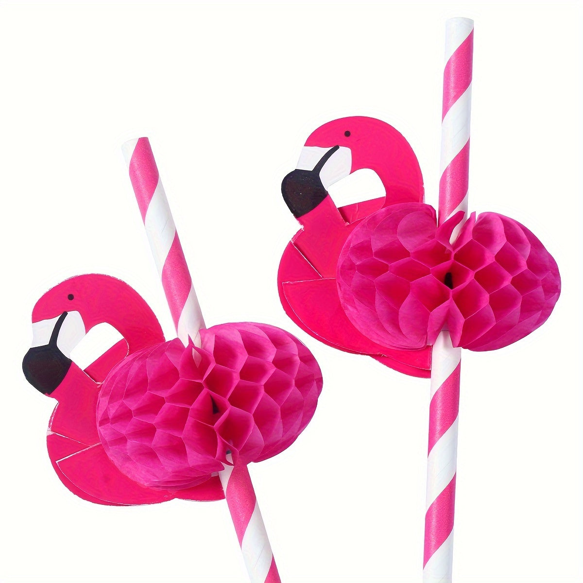 Pink Flamingo Paper Straws Set of 12 for Summer Parties and Tropical Decor