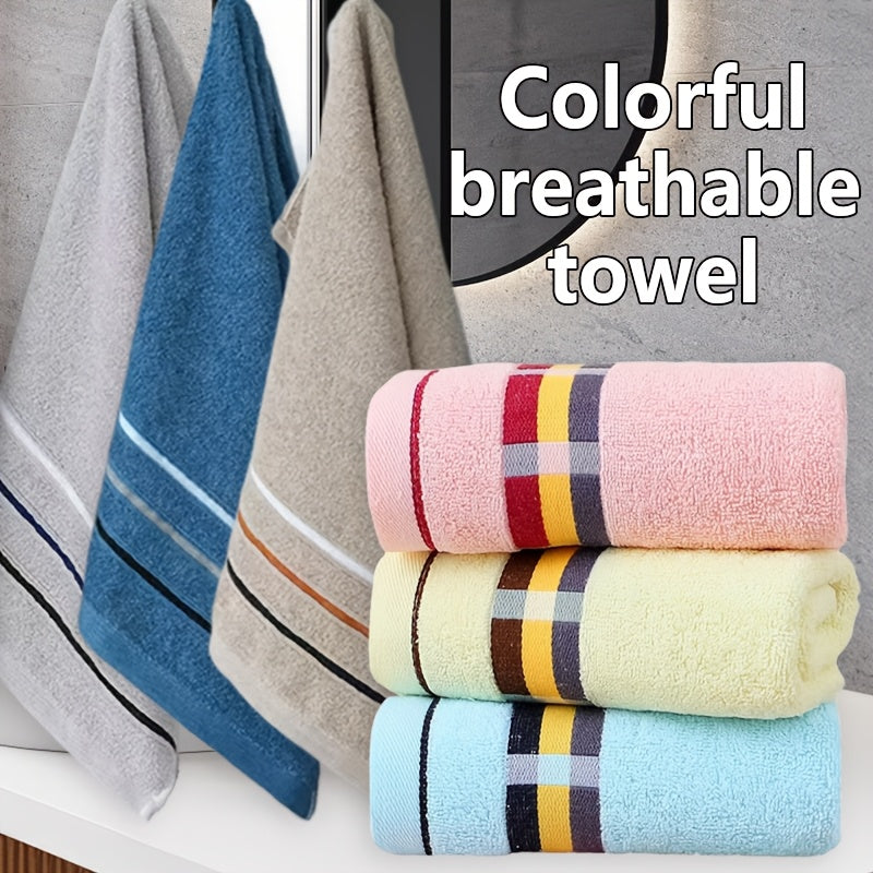 3-Piece Vibrant Striped Travel Towels Quick-Drying Lightweight Cotton Polyester Set for Face Bath Sports Spa Camping