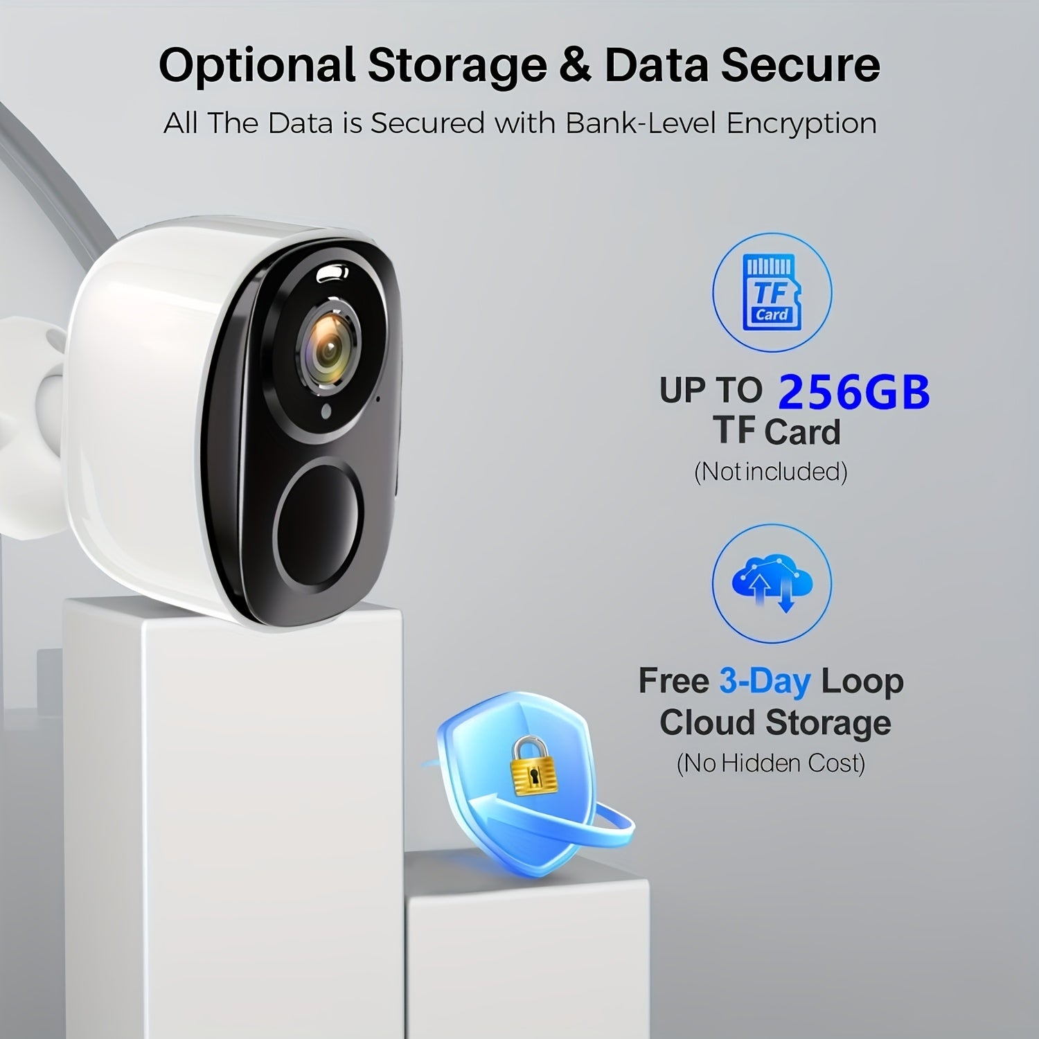 3MP Outdoor Wireless Security Camera with 5000mAh Battery Color Night Vision AI Motion Detection WiFi Two-Way Audio Waterproof