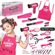 17-Piece Girls' Beauty Salon Set with Haircut Toys and Styling Accessories