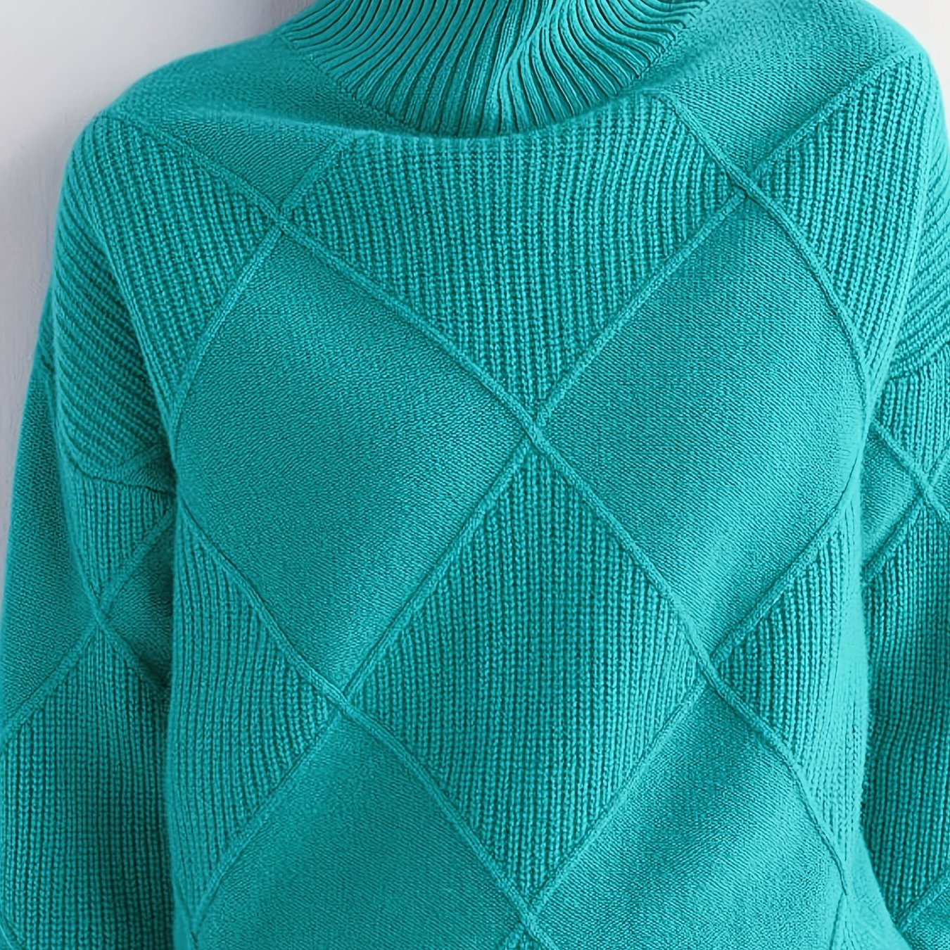 Women's Knit Pullover Sweater High Neck Casual Warm}