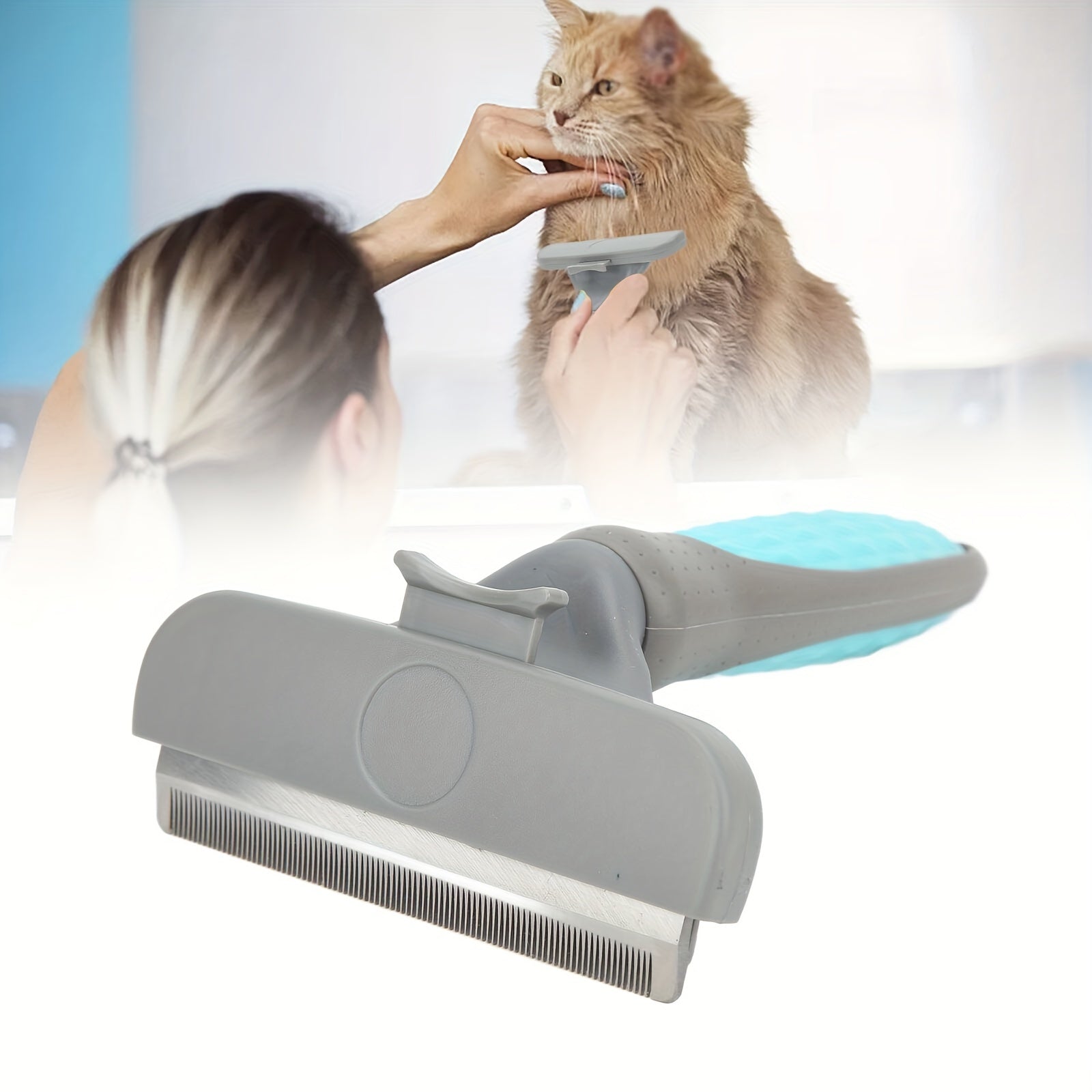 2-in-1 Stainless Steel Pet Grooming Brush for Dogs and Cats Self-Cleaning Dual-Function
