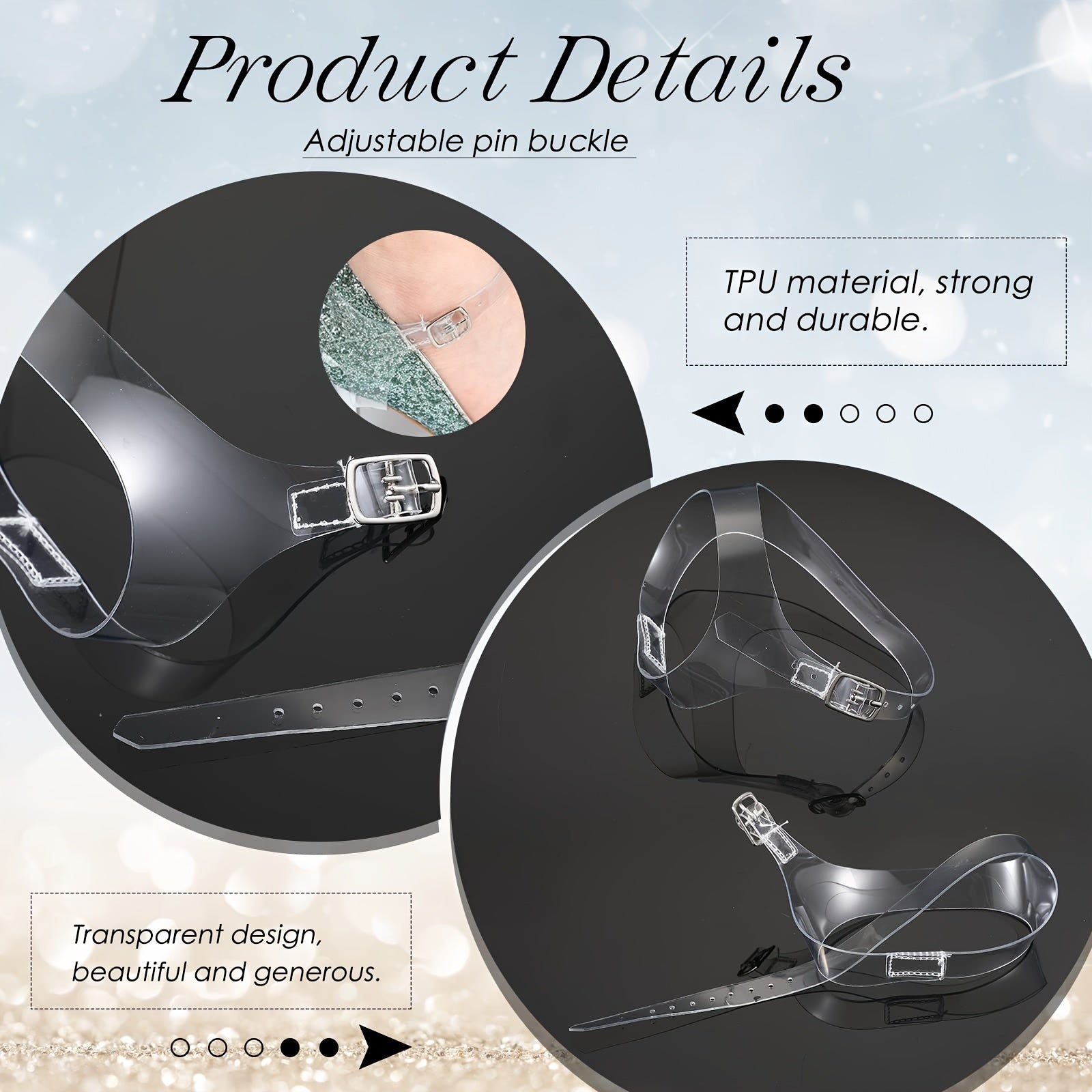 Women's Transparent Plastic Shoe Straps for High Heels, Detachable Ankle Laces