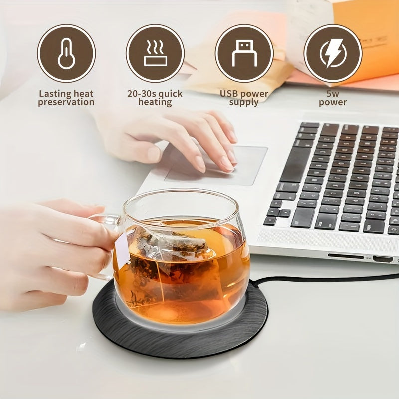 Portable USB Heated Coffee Mug Warmer Pad with Thermostat and Durable Material