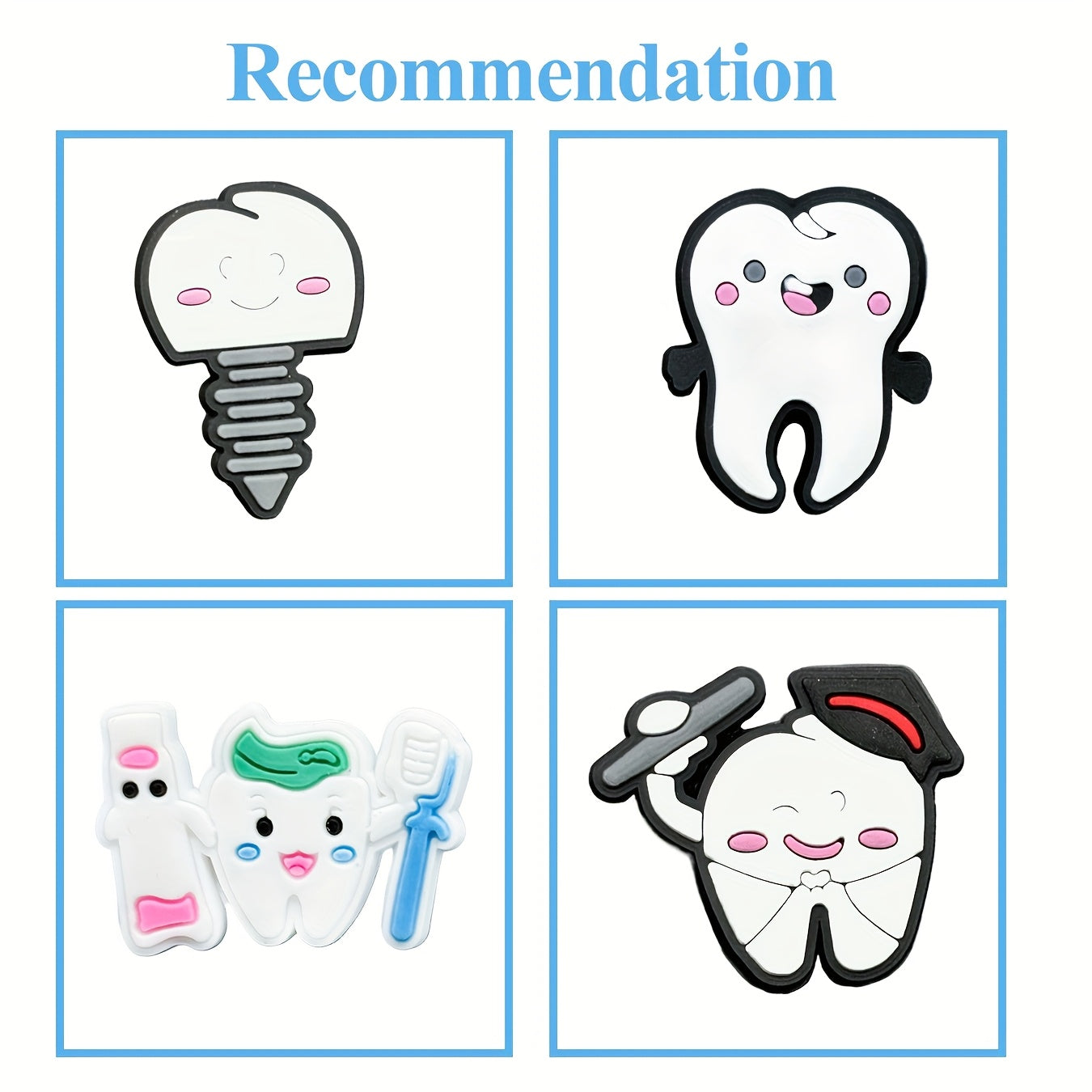 9pcs Cartoon Teeth Pins PVC Dental Design Hair Accessories Craft Items